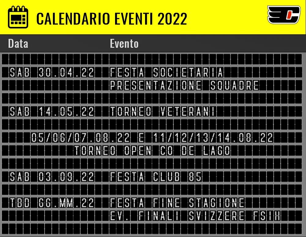 Calendario Eventi 2022